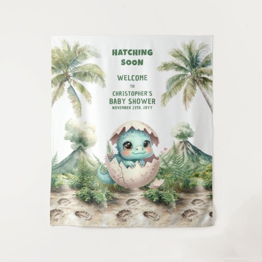 Babyduschbänder-Hatching Bald Niedlich Dino Wandteppich (Vorderseite)