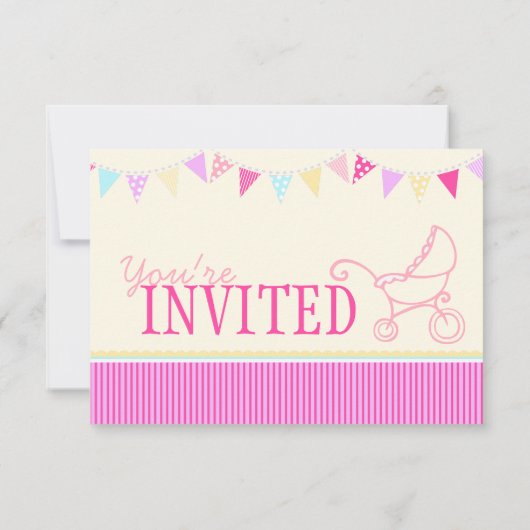 Babyduschbänke rosa gelb einladen einladung (Rückseite)