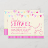 Babyduschbänke rosa gelb einladen einladung (Vorne/Hinten)