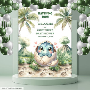 Babyduschbanner schnuppern bald blauer Dinosaurier Wandteppich