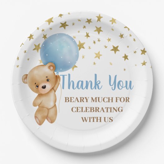 Babyduschbärenplatte Pappteller (Vorderseite)