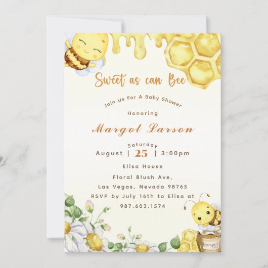 Babyduschbee süß wie möglich einladung (Vorderseite)