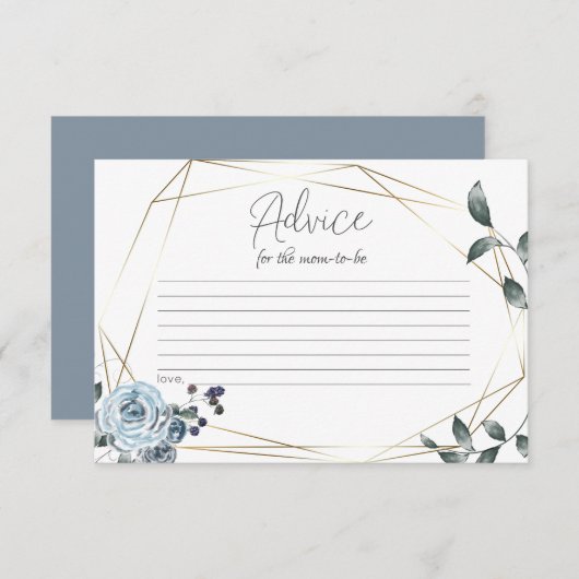 Babyduschberatungskarte Dusty Blue Floral Hinweiskarte (Vorne/Hinten)