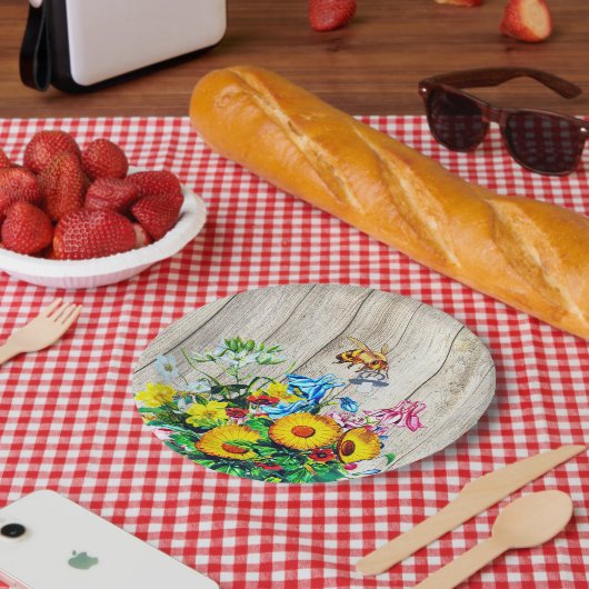 Babyduschbienen Rustikaler Schnuller Pappteller (Picknick)