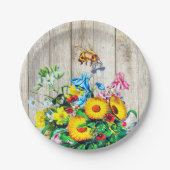 Babyduschbienen Rustikaler Schnuller Pappteller (Vorderseite)