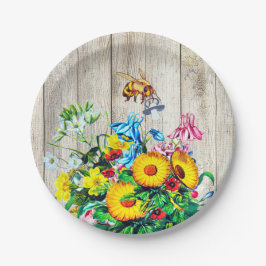 Babyduschbienen Rustikaler Schnuller Pappteller