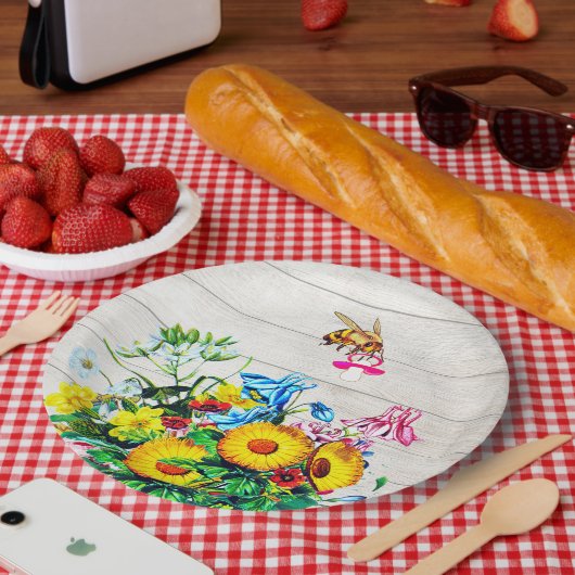 Babyduschbienen Rustikaler Schnuller Pappteller (Picknick)