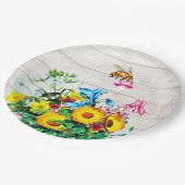 Babyduschbienen Rustikaler Schnuller Pappteller (Schrägansicht)