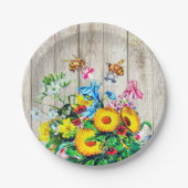 Babyduschbienen Twins Rustikaler Schnuller Pappteller (Vorderseite)