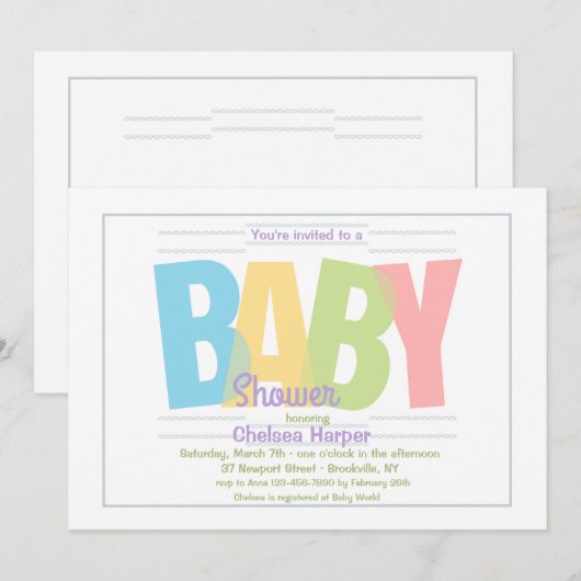 Babyduschbriefe Einladung (Vorne/Hinten)