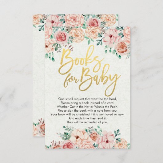 Babyduschbücher für Baby / Buchanfrage mitbringen Einladung (Vorne/Hinten)