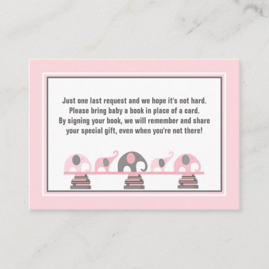 Babyduschbücher mit rosa grauen Elefanten Begleitkarte (Vorderseite)