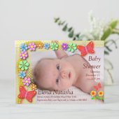 Babydusche 001 Schmetterling Einladung (Stehend Vorderseite)