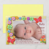 Babydusche 001 Schmetterling Einladung (Vorne/Hinten)