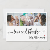 Babydusche 3 Foto Collage elegantes Drehbuch Dankeskarte (Vorderseite)