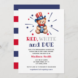 Babydusche 4. Juli Bärenrot weiß und angemessen Einladung