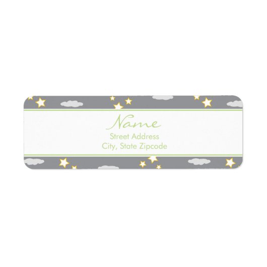 Babydusche-Adressetikett Moon and Stars (Vorne)