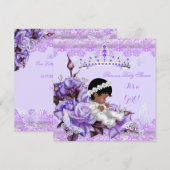 Babydusche Afrikanisches Mädchen Butterfly Lilac Einladung (Vorne/Hinten)