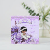 Babydusche Afrikanisches Mädchen Butterfly Lilac Einladung (Stehend Vorderseite)