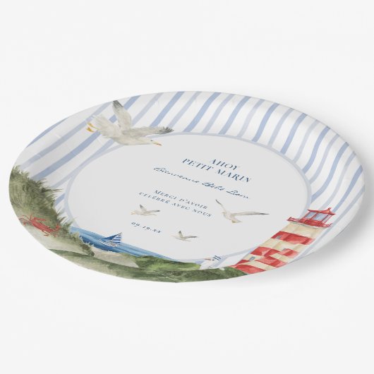 Babydusche Ahoy Petit Marin Nautique Pappteller (Schrägansicht)