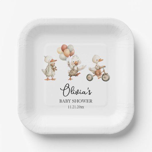 Babydusche Albern Gänse Pappteller (Vorderseite)