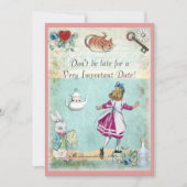 Babydusche Alice im Wunderland nicht zu spät Einladung (Vorderseite)