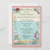 Babydusche Alice im Wunderland nicht zu spät Einladung (Rückseite)