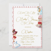 Babydusche Alice im Wunderland Rosa Blüte Einladung (Rückseite)