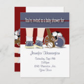 Babydusche Alle Sport-Einladung Vorlage (Vorne/Hinten)