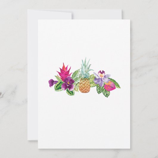 Babydusche Aloha Luau Flamingo Einladung (Rückseite)