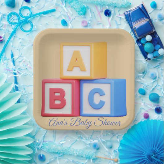 Babydusche - Alphabet Blocks Luncheon Pappteller (Party)