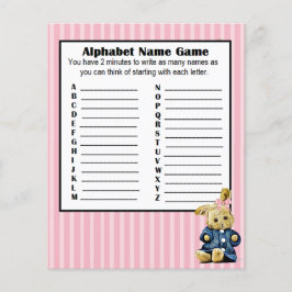 Babydusche Alphabet Name BINGO Game Bunny Flyer