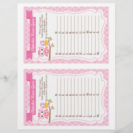 Babydusche Alphabet Name Game (Vorderseite)