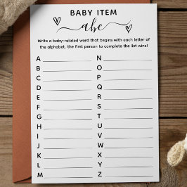 Babydusche Alphabet-Spielkarte Einladung