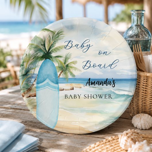 Babydusche an Bord der Surfbretter Pappteller