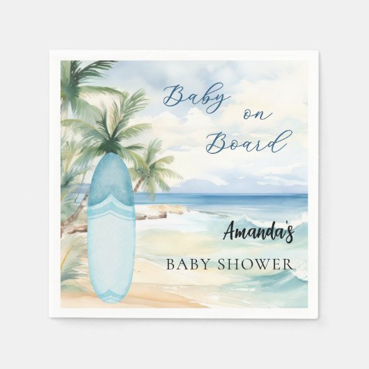 Babydusche an Bord der Surfbretter Serviette (Vorderseite)