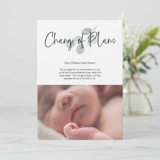 Babydusche Änderung der Pläne Facebook Party Einladung (Stehend Vorderseite)