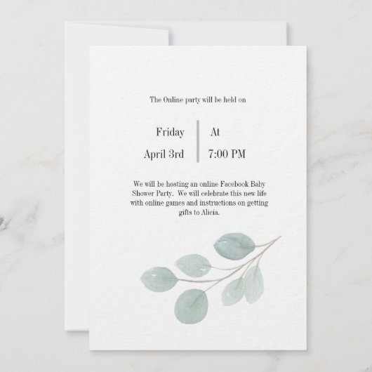 Babydusche Änderung der Pläne Facebook Party Einladung (Rückseite)