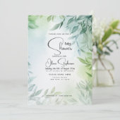 Babydusche - Aquamarin und grün Einladung (Stehend Vorderseite)