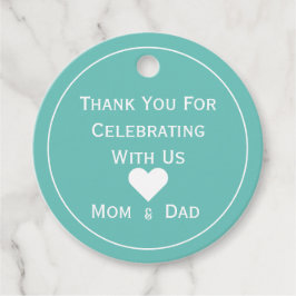 Babydusche Aquamarin und weiß Geschenkanhänger