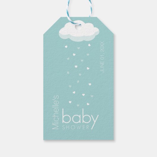 Babydusche (Aquamarin) Vielen Dank Geschenkanhänger (Rückseite)