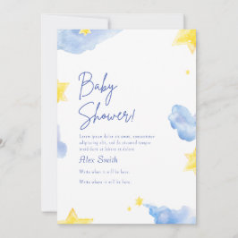 Babydusche Aquarellblau Einladung