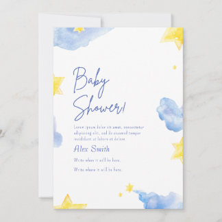 Babydusche Aquarellblau Einladung