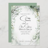 Babydusche - Aquarellfolien Einladung (Vorne/Hinten)