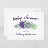 Babydusche Aquarellgarland Einladungspostkarte (Vorne/Hinten)
