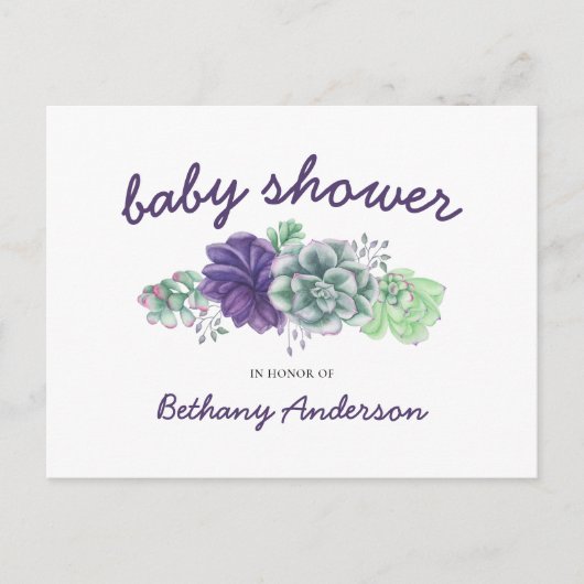 Babydusche Aquarellgarland Einladungspostkarte (Vorderseite)