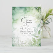 Babydusche - Aquarellgarten QR-Code Einladung (Stehend Vorderseite)