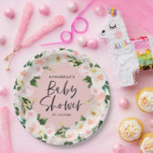 Babydusche Aquarellgelb Gürtelschrift Pappteller (Party)