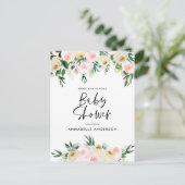 Babydusche Aquarelllemon Girl-Blumenschrift Einladungspostkarte (Stehend Vorderseite)