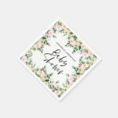 Babydusche Aquarellpinke, mädchenhafte Blumenschri Serviette (Ecke)
